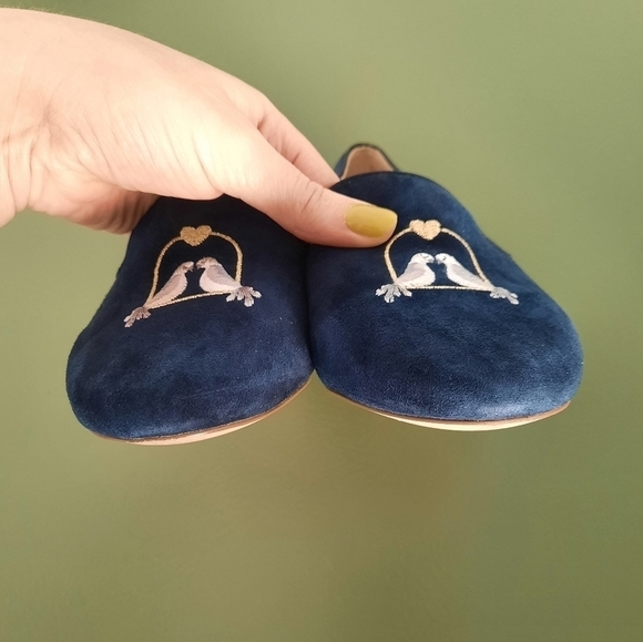 Talbots Ryan Novelty Navy Embroidered Turtle Dove Loafers 6.5W - Picture 7 of 7